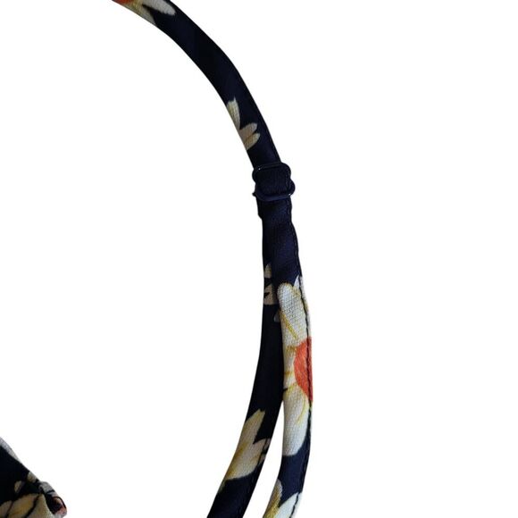 idem ditto Small Black Daisy Crop Top Smocked Peplum Adjustable Straps Bow Tie - Picture 9 of 13